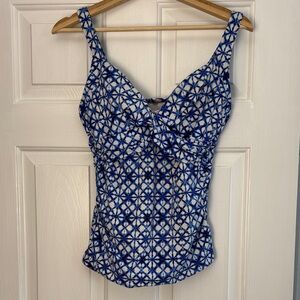 Lands' End Blue and White Patterned Swim Camisole